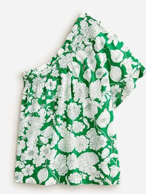 J Crew Smocked one-shoulder top in Kelly floral